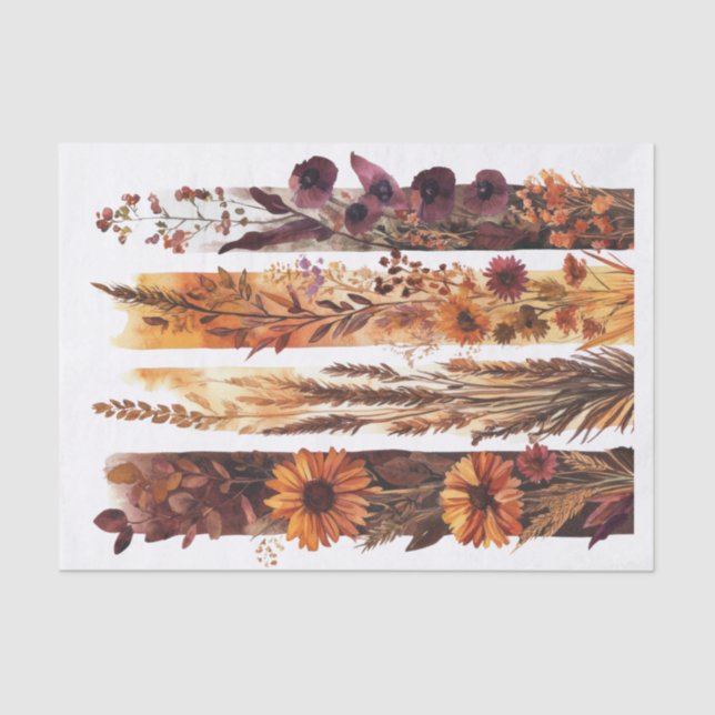 Papier Mousseline Orange Brûlé Automne automne Fleurs sauvages Décou (Recto)