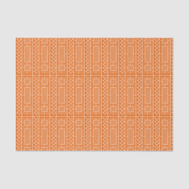 Papier Mousseline Orange Chinoiserie Bamboo Motif (Recto)