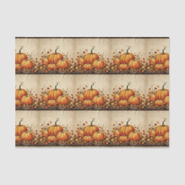 Papier Mousseline Orange Citrouille Russe Automne Thanksgiving Motif (Recto)