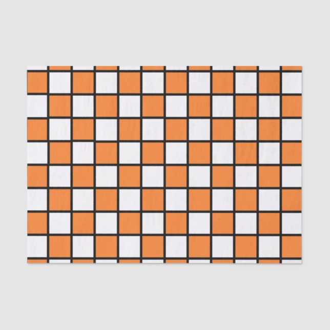 Papier Mousseline Orange décrite Checkered et noir (Recto)