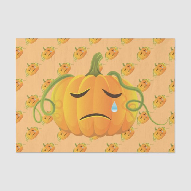 Papier Mousseline Orange Halloween Citrouille Modèle sans filOrange  (Recto)