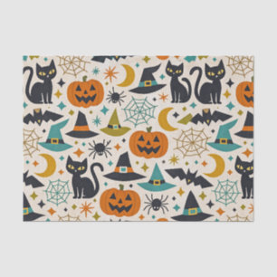 Papier Mousseline Orange sarcelle rétro Halloween milieu du siècle