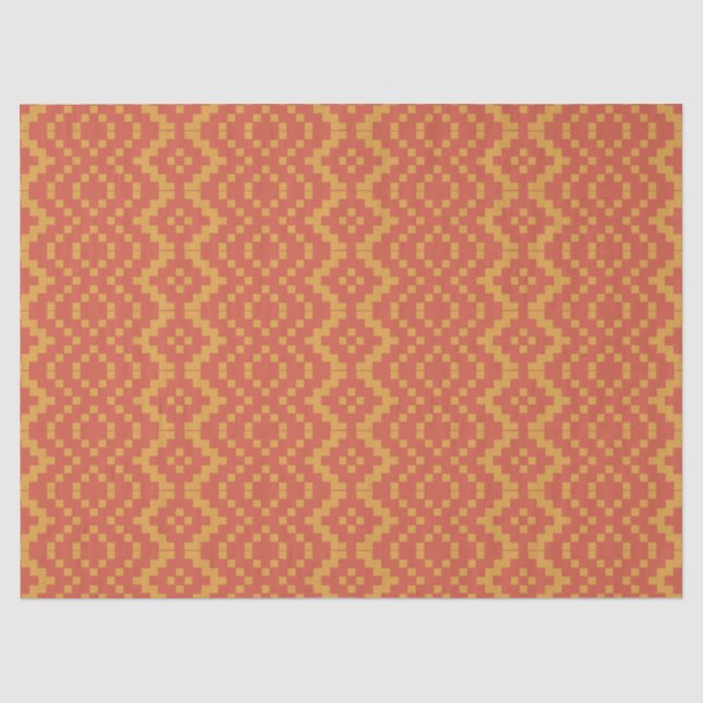 Papier Mousseline Orange Scarlet Tribal Ethnique Égyptien Panier Tis (Recto)