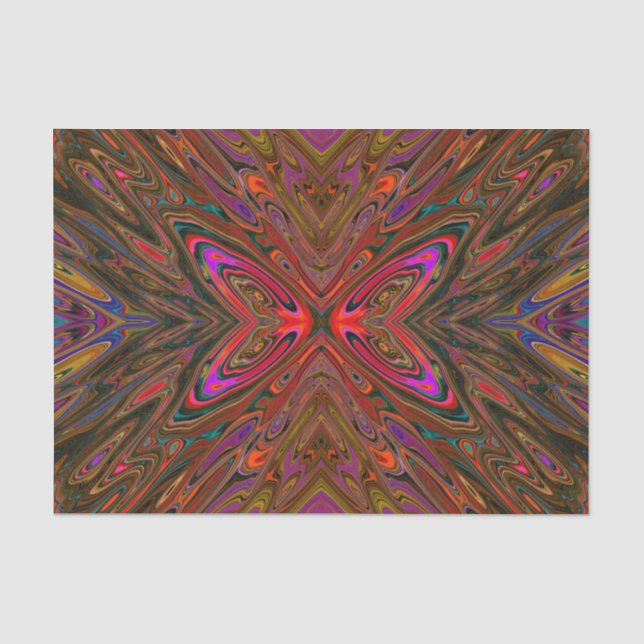 Papier Mousseline Orange Trippy Abstrait et papillon Magenta (Recto)