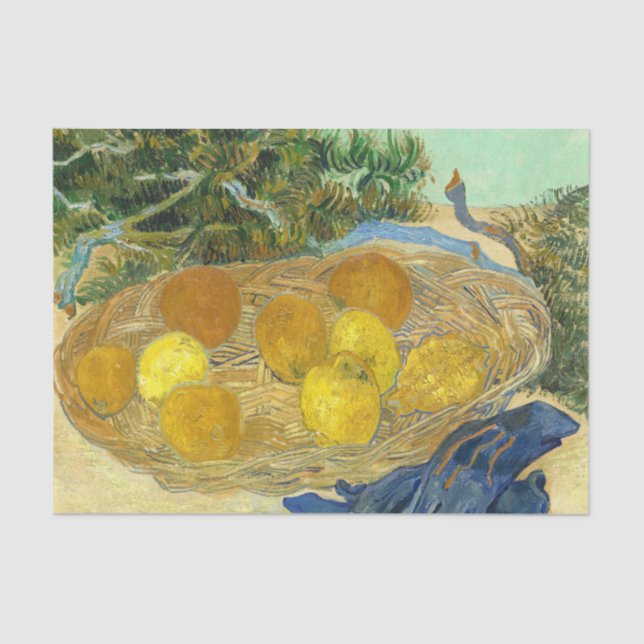 Papier Mousseline Oranges et citrons avec gants bleus de Van Gogh (Recto)