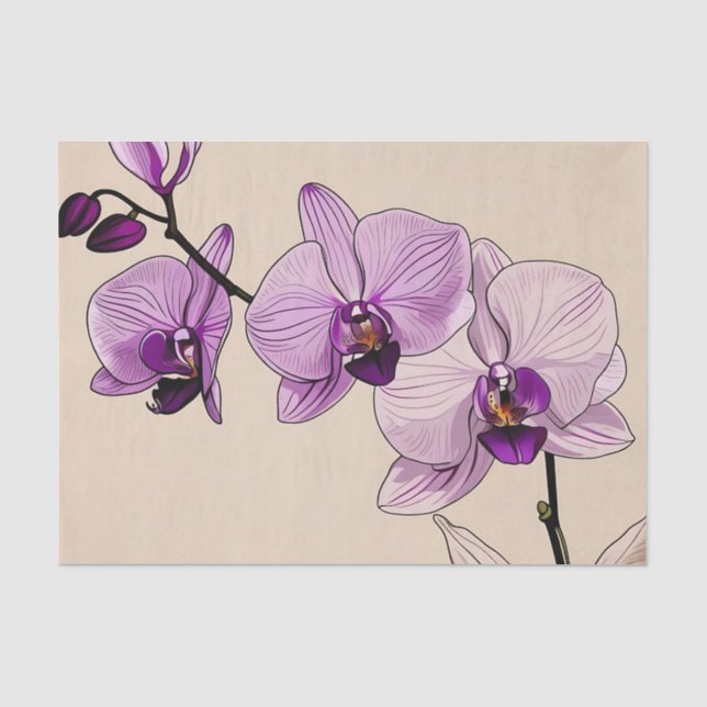 Papier Mousseline Orchidée botanique élégant (Recto)