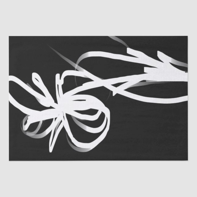 Papier Mousseline Orchidée Noir : Abstrait noir et blanc (Recto)