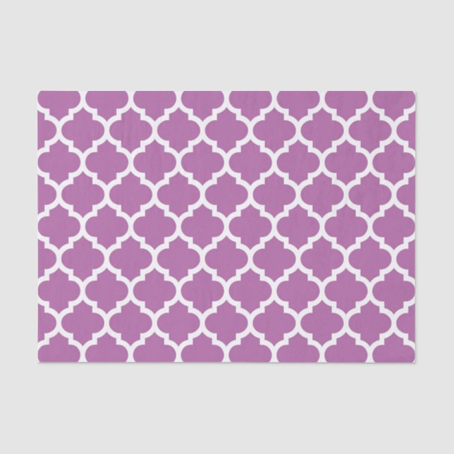 Papier Mousseline Orchidée violet blanc Marocain Quatrefoil Motif #5 (Recto)