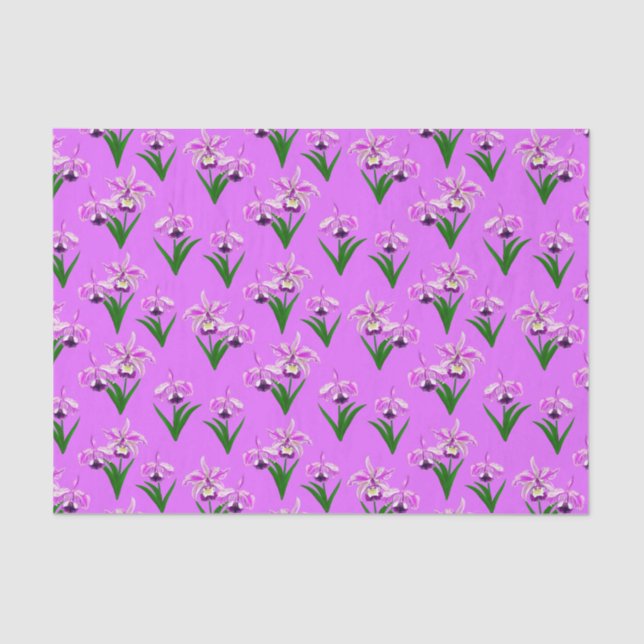 Papier Mousseline Orchidées sauvages - Orchidées violettes et feuill (Recto)