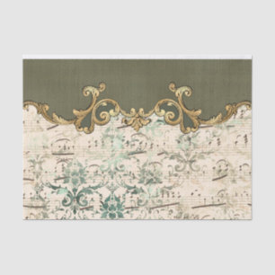 Papier Mousseline Ornat Green Music Notes Découpage