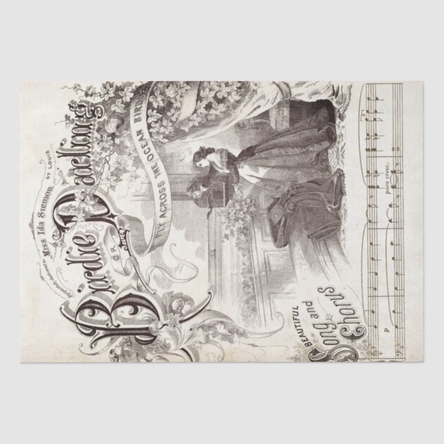 Papier Mousseline Ornat Script Songbook Musique Lady Bird Decoupage (Recto)
