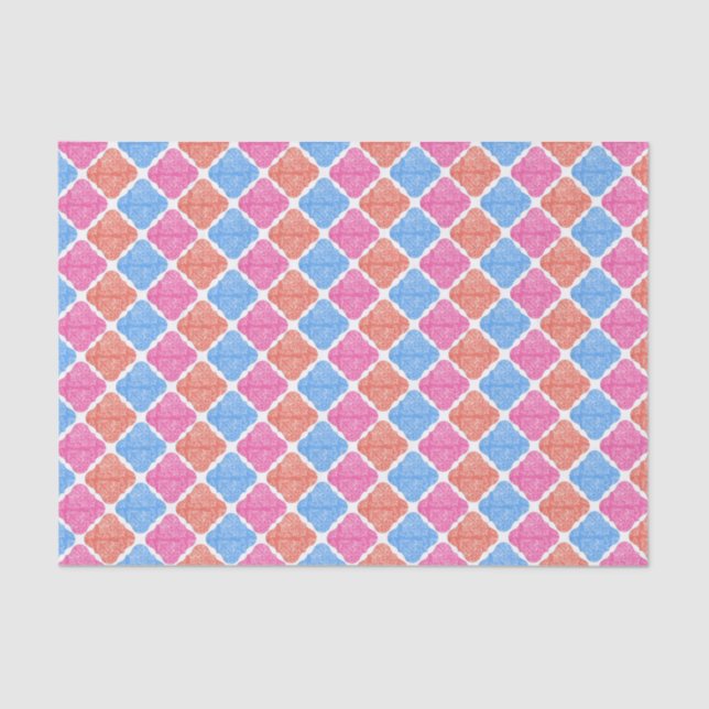 Papier Mousseline Ornate Patchwork Diamonds Pattern (Recto)