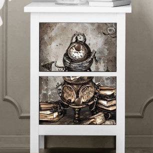 Papier Mousseline Ornate Steampunk Cauldron Spell Books and Clocks