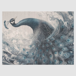 Papier Mousseline Orné Peacock Regal Aquarelle Découpage Oiseau Art