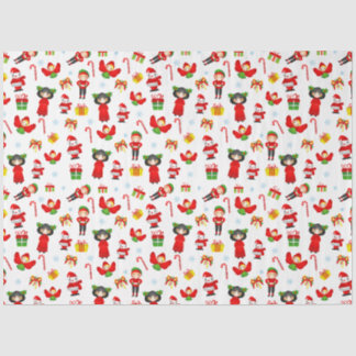 Papier Mousseline Ornement de Noël avec bonhomme de neige, elfes, an