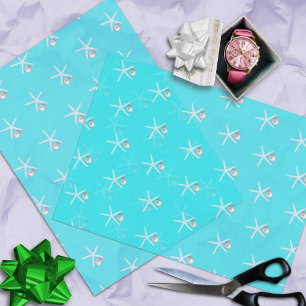 Papier Mousseline Ornement de Starfish Aqua Beach Motif de Noël