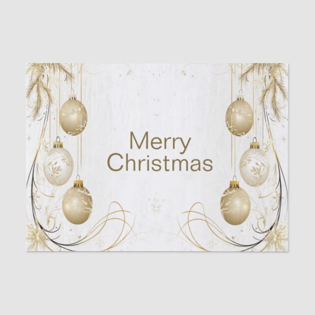 Papier Mousseline Ornement d'or Noël Fête de Noël Élégant (Recto)