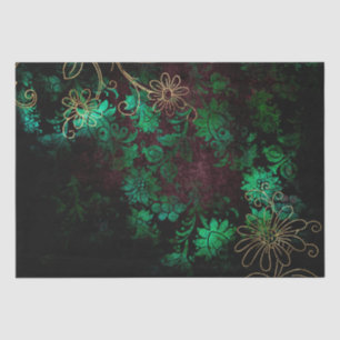 Papier Mousseline Ornement floral doré vintage grunge damask