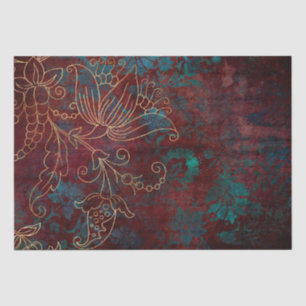 Papier Mousseline Ornement floral doré vintage grunge damassé