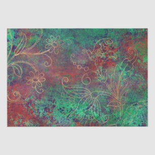 Papier Mousseline Ornement floral doré vintage grunge damassé