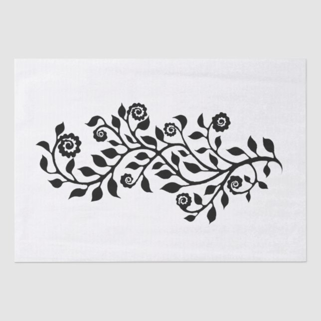 Papier Mousseline Ornement Tourbillonnant noir et blanc Nice Simple (Recto)