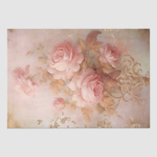 Papier Mousseline Ornements baroques or roses luxuriantes découpage
