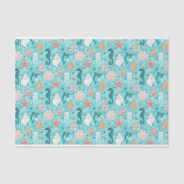 Papier Mousseline Ornements de Noël côtiers (Recto)