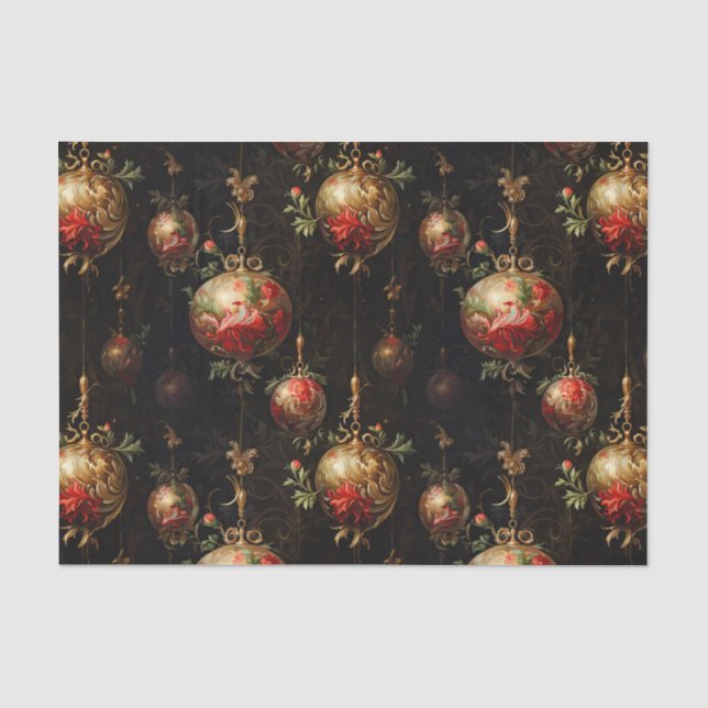 Papier Mousseline Ornements de Noël en or rouge (Recto)