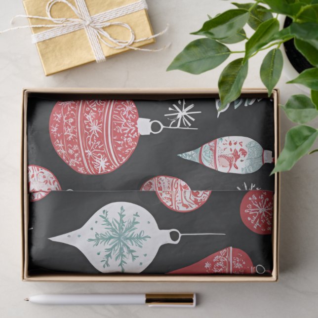 Papier Mousseline Ornements de Noël Noir (Cadeau)