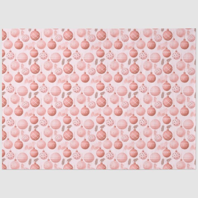 Papier Mousseline Ornements de Noël rose Pine Feuille Noël (Recto)