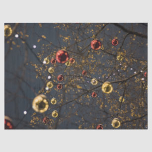 Papier Mousseline Ornements de Noël Rouge brillant et brillant