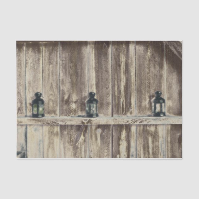 Papier Mousseline Ouest rustique Lanternes de grange en bois (Recto)