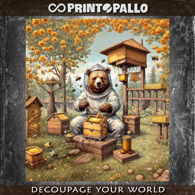 Papier Mousseline Ours comme apiculteur avec ses abeilles (Créateur téléchargé)