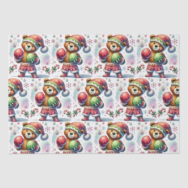Papier Mousseline Ours de boxe de vacances d'ombre (Recto)