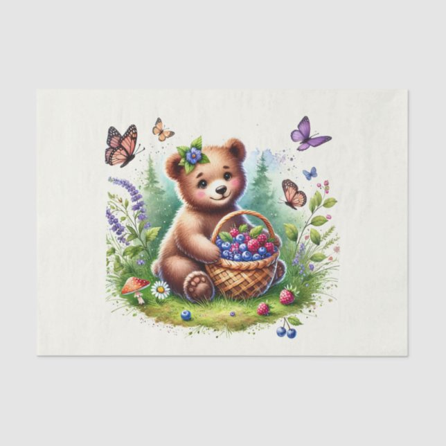 Papier Mousseline Ours en bois mignon (Recto)