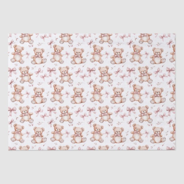 Papier Mousseline Ours en peluche mignonne et Baby shower (Recto)
