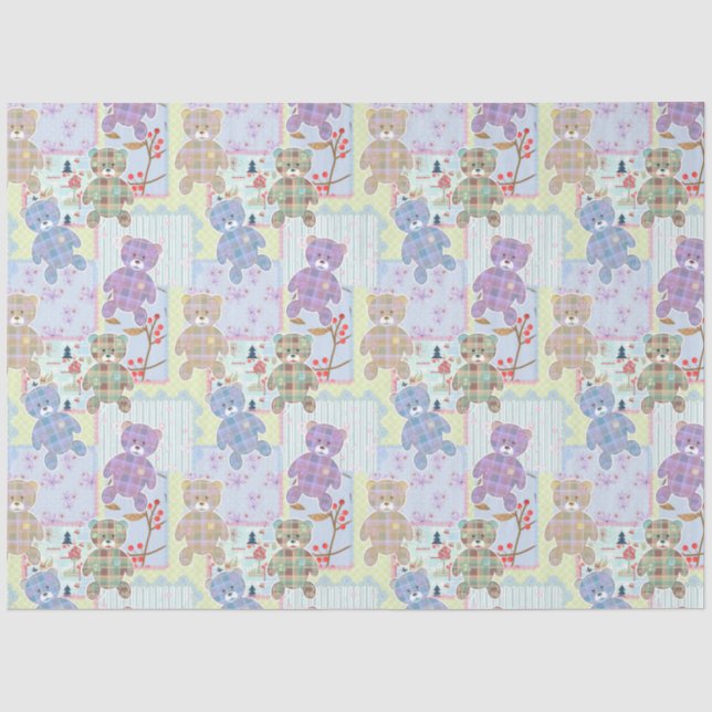 Papier Mousseline ours en peluche, motif bébé (Recto)
