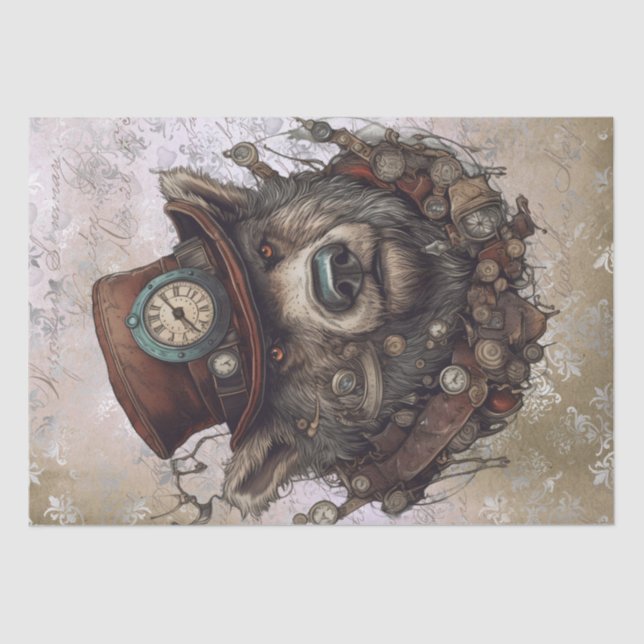 Papier Mousseline Ours Grizzly Steampunk (Recto)