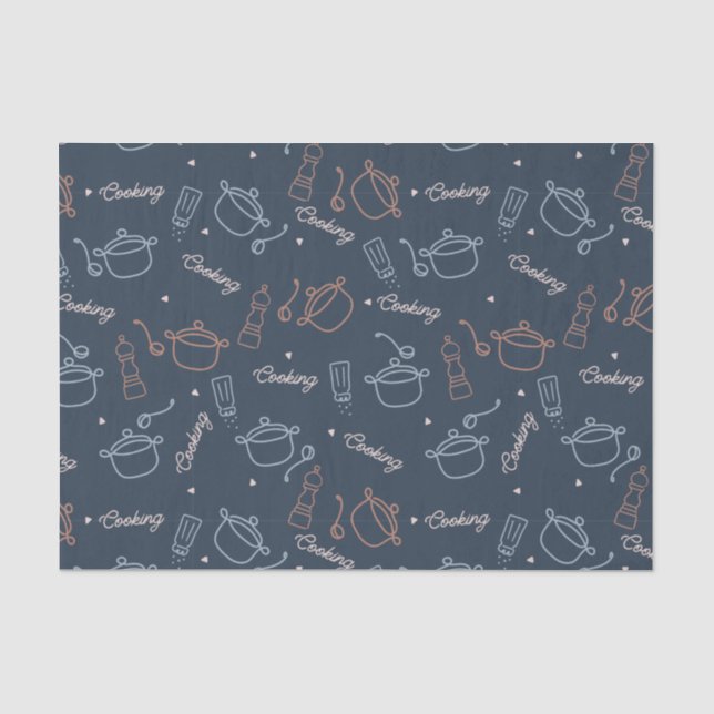 Papier Mousseline outils de cuisine de cuisine mignonne motif (Recto)