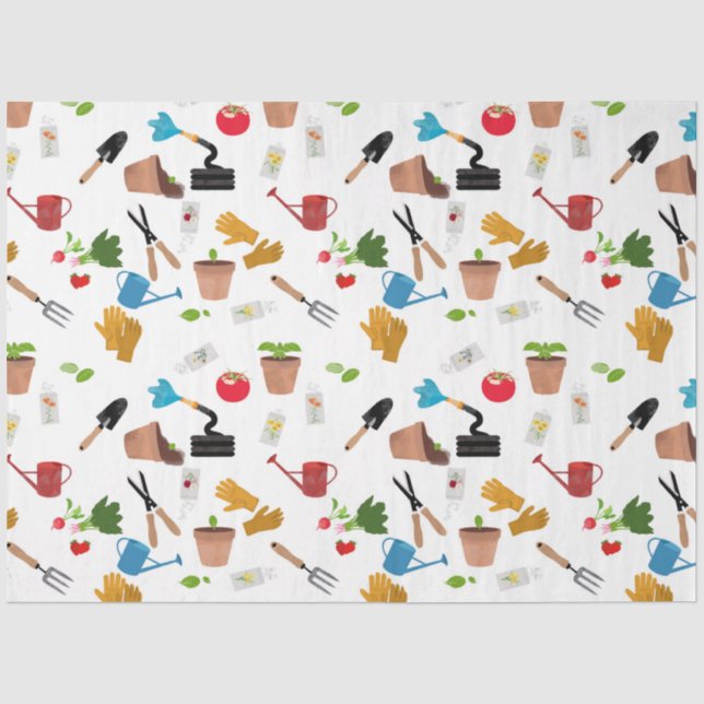 Papier Mousseline Outils de jardinage Plante jardinier Motif (Recto)