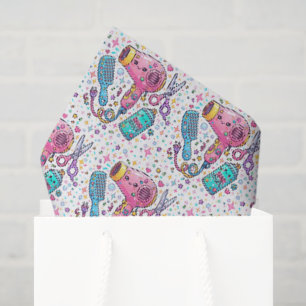 Papier Mousseline Outils mignons de coiffeur dans un style d'art Kaw