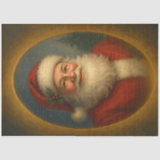 Papier Mousseline Oval Santa Christmas Portrait Decoupage
