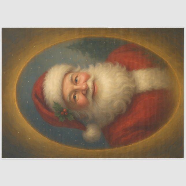 Papier Mousseline Oval Santa Christmas Portrait Decoupage (Recto)