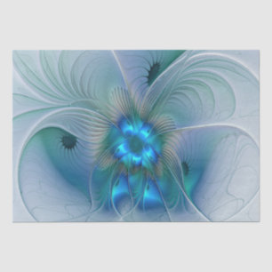 Papier Mousseline Ovations debout, fractale abstraite bleu turquoise