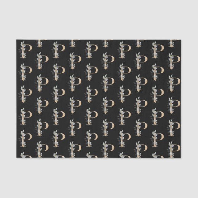 Papier Mousseline P Monogramme papier de tissus floraux (Recto)