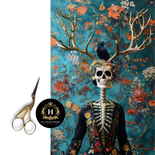 Papier Mousseline Pagan Antlers Squelette gothique Découpage du crân (Créateur téléchargé)