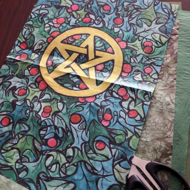 Papier Mousseline Pagan Yule Pentagram (Créateur téléchargé)