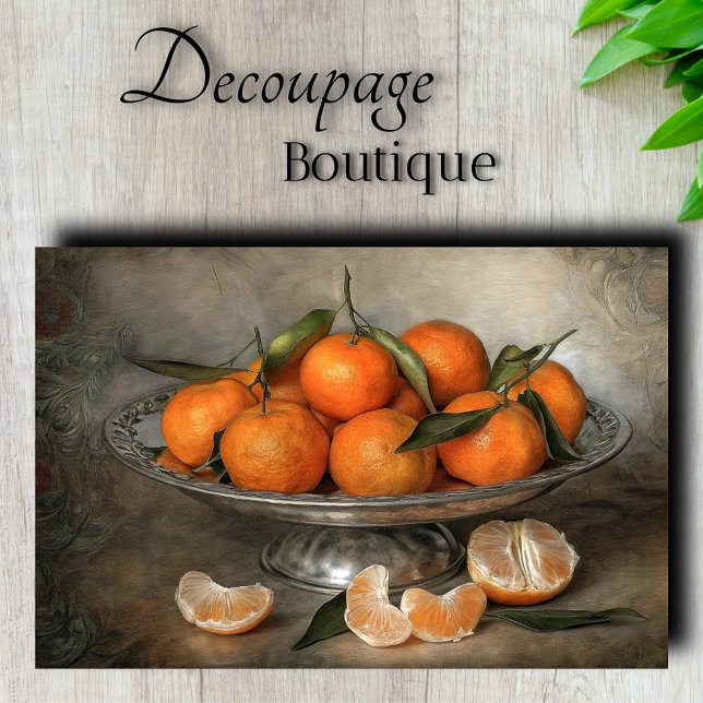 Papier Mousseline Page Citrus & Découpage Argent (Citrus & Silver Decoupage Tissue Paper)