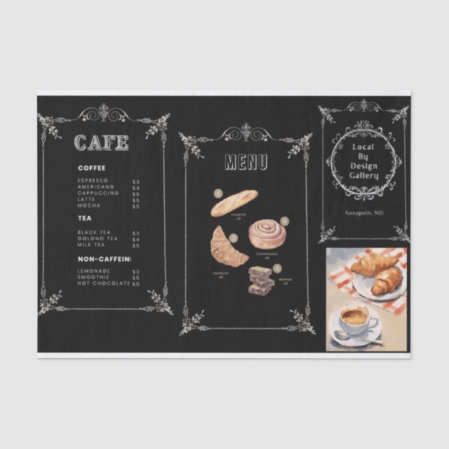 Papier Mousseline Page de découpage de la signalisation du café (Recto)