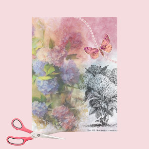 Papier Mousseline Page vintage Hydrangea Luxury Elegance décou